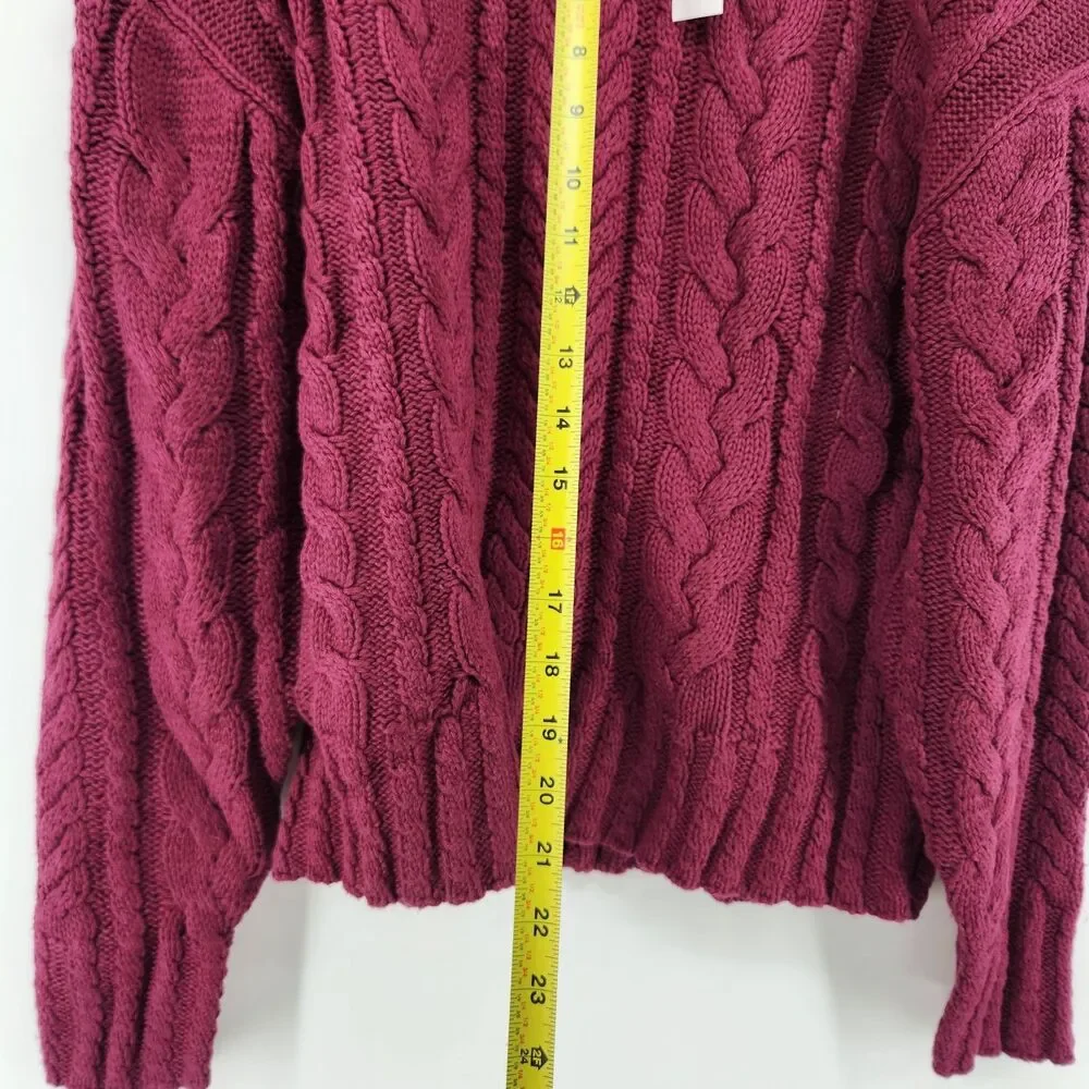 J.Crew Women's Red M 100% Cotton Cable Knit‎ Crewneck Sweater NWT